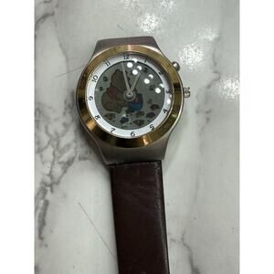 Disney Winnie The Pooh Watch MU0322 Quartz Brown Leather Strap SII Japan Movt